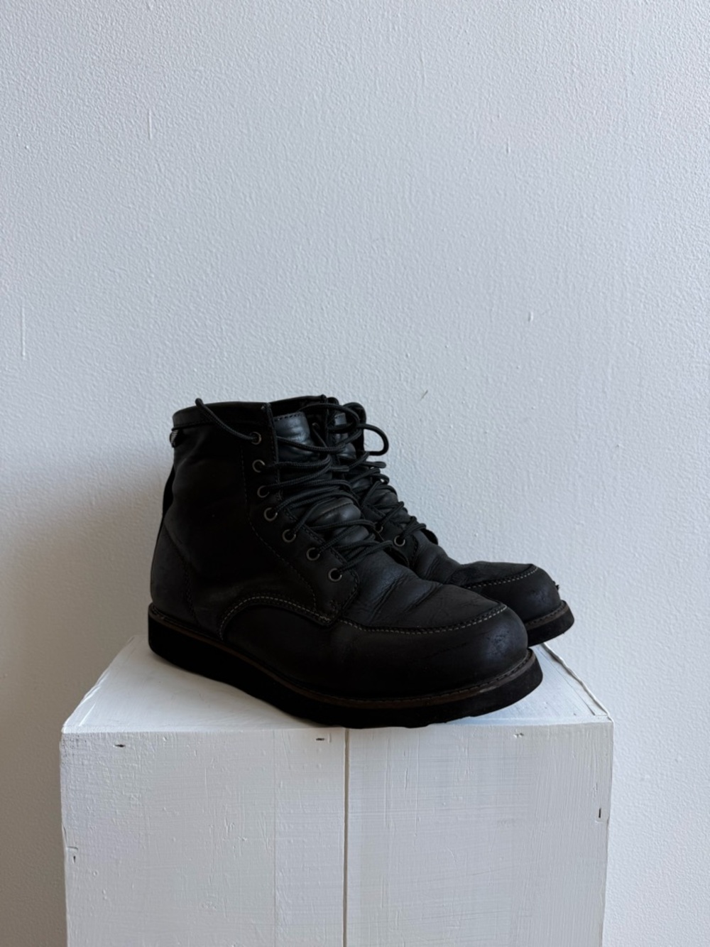 Highway 21 Black Lace-Up Leather Boots